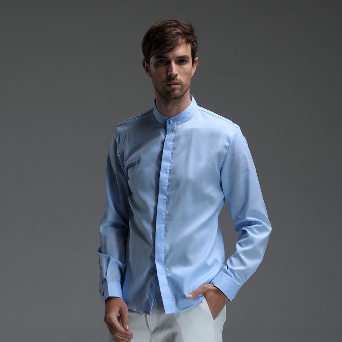 Mandarin collar dress shirt mens