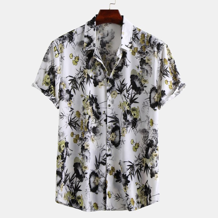 Floral print mens dress shirts