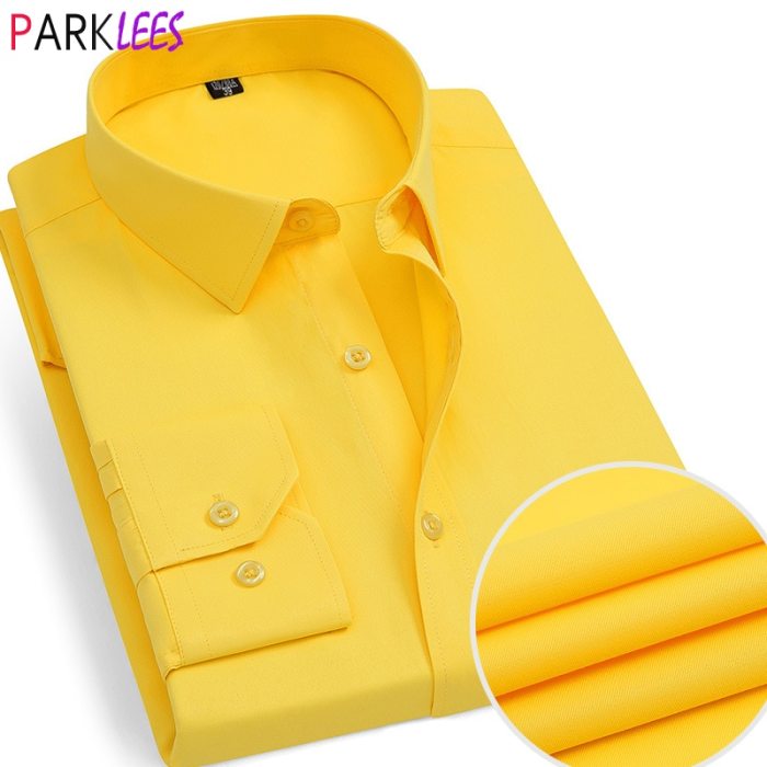 Men's big and tall yellow dress shirt