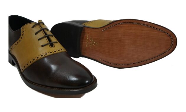 Mens two tone brown dress shoes