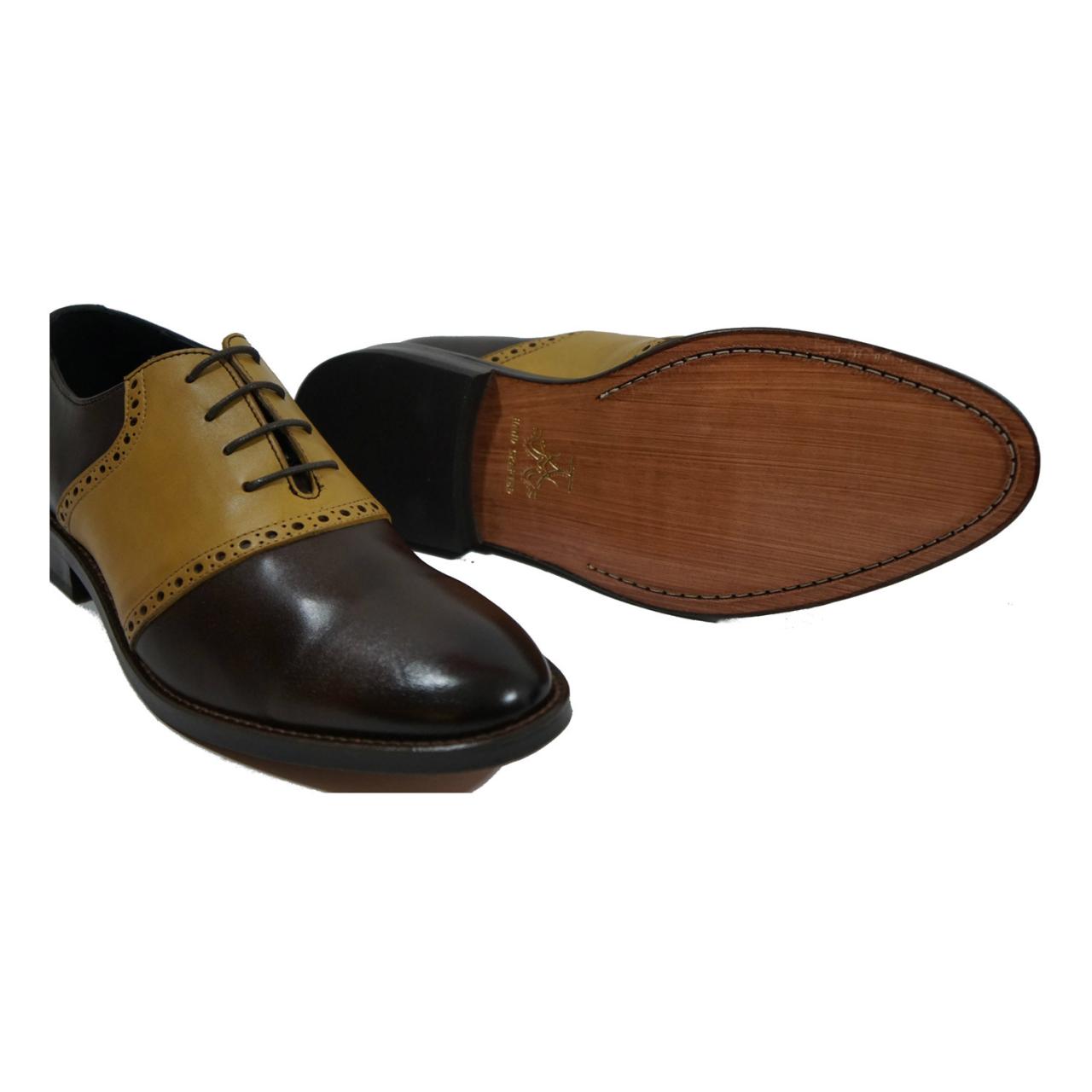 Mens two tone brown dress shoes