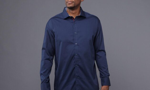 Navy blue dress shirt for women