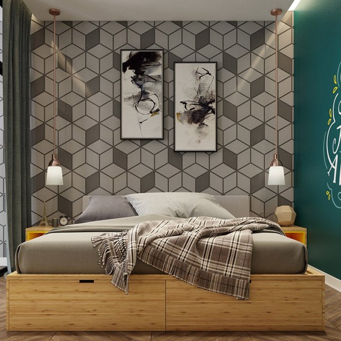 Desain interior dinding kamar tidur